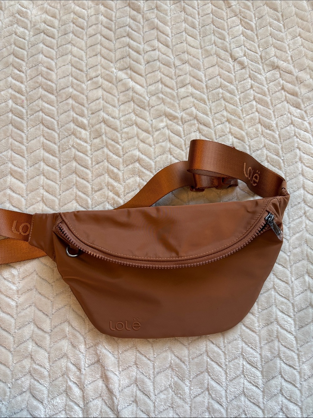 Lole Cognac Brown Waist Pack with Branded Strap